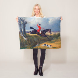 Foxhunting溝をクリア1839犬 フリースブランケット