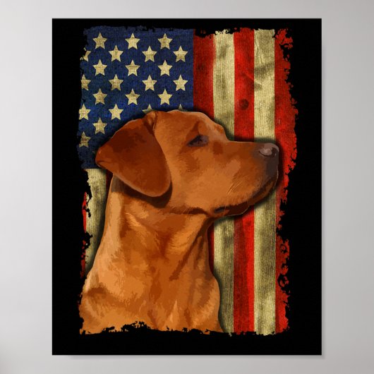 Foxred Labrador Retriever Us Flag Fox Red Labrador ポスター (正面)