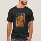 Foxred Labrador US Flag Dog Lover Fox Red lab Prem Tシャツ (正面)