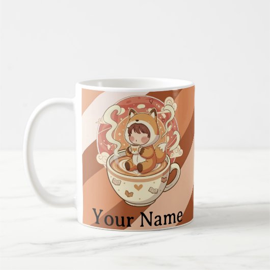 Fox's Cozy Read Morning Coffee Mug コーヒーマグカップ (左)