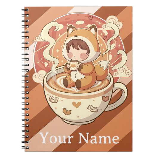 Fox's Cozy Read Study Spiral Notebook ノートブック (正面)