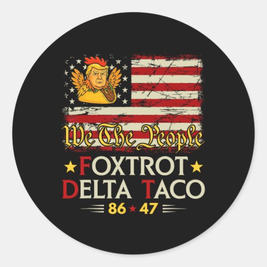Foxtrot Delta Taco 8647レッツタコ米国旗We T ラウンドシール (正面)