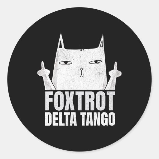 Foxtrots Deltas Tangos Catレジスおもしろいト ラウンドシール (正面)