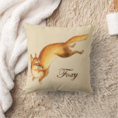 "Foxy" – キツネ日本ののヴィンテージスケッチ クッション (ブランケット)