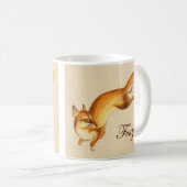 "Foxy" – キツネ日本ののヴィンテージスケッチ コーヒーマグカップ (正面右)