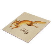 "Foxy" – キツネ日本ののヴィンテージスケッチ タイル (側面)