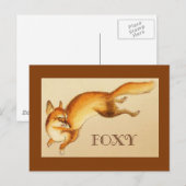"Foxy" – キツネ日本ののヴィンテージスケッチ ポストカード (正面/裏面)