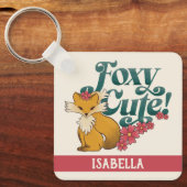 Foxy Cute with Flowers Personalized Name キーホルダー (正面)