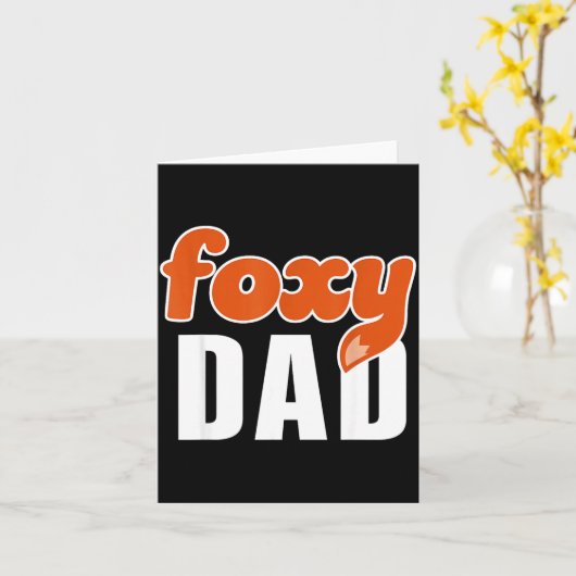 Foxy Dad Shirt Funny Father Gift Cute Fox Cartoon  カード (黄色い花)
