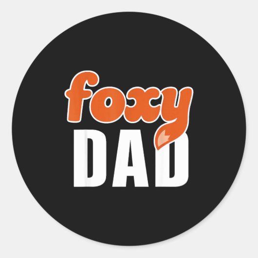 Foxy Dad Shirt Funny Father Gift Cute Fox Cartoon ラウンドシール (正面)