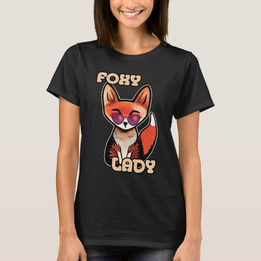Foxy Lady | かわいい狐 Tシャツ (正面)