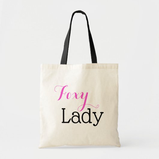 Foxy Lady Typography Hot Pink and Black トートバッグ (正面)