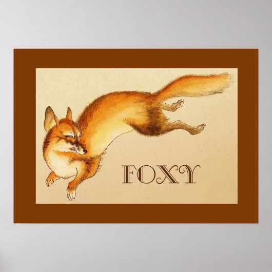 "Foxy" - Vintage Japanese sketch of a fox ポスター (正面)
