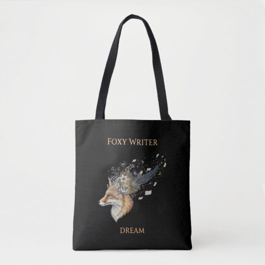 Foxy Writer Celestial Dream | Whimsical Fox & Quil トートバッグ (正面)