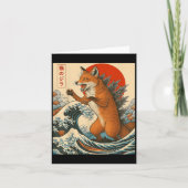 Foxzilla Fox Japanese Art Funny For Men Women Boy  カード (正面)