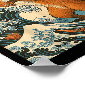 Foxzilla Fox Japanese Art Funny For Men Women Boy ポスター (角)