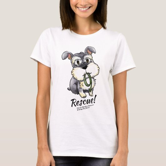 Foziのシュナウツァー-白いTシャツ(女性) Tシャツ (正面)