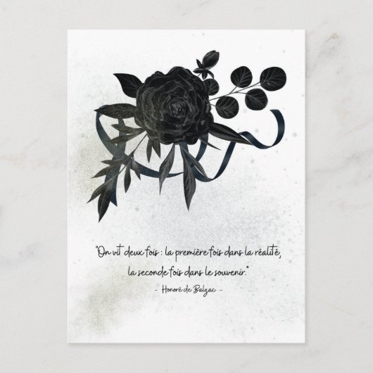 FR | Carte de condoléances – Rose noire ポストカード (正面)