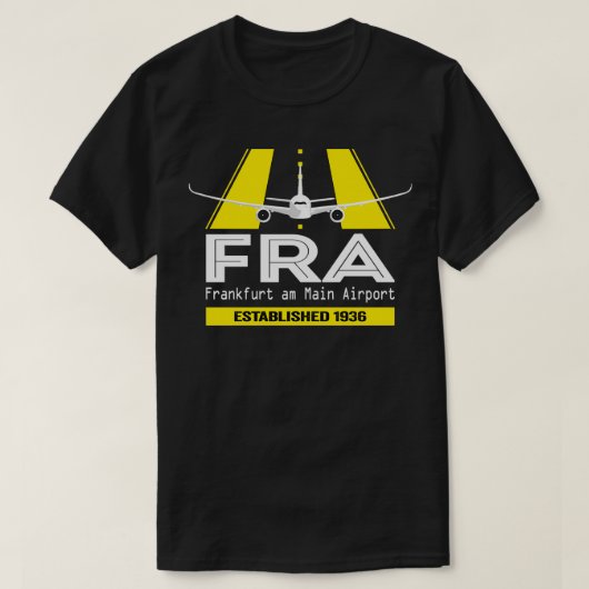 FRAフランクフルトエアポートドイツ飛行機デザイン Tシャツ (デザイン正面)