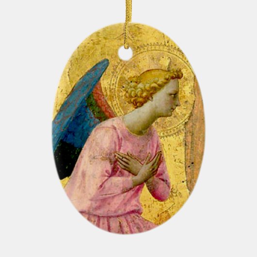Fra Angelicoの天使のクリスマスのオーナメント セラミックオーナメント (正面)