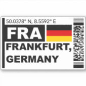 FRA Frankfurt Boarding Pass - Germany Travel シール (正面)