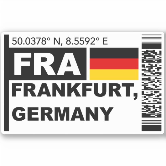 FRA Frankfurt Boarding Pass - Germany Travel シール (正面)