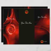 FRACTALバラ明るい赤の黒3折パンフレット (正面/裏面)