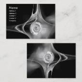 FRACTALバラ1明るい黒と白のグレー 名刺 (正面/裏面)