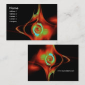 FRACTALバラ1鮮やかな赤の緑の黒 名刺 (正面/裏面)