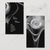 FRACTALバラ3明るい光の白黒グレー 名刺 (正面/裏面)