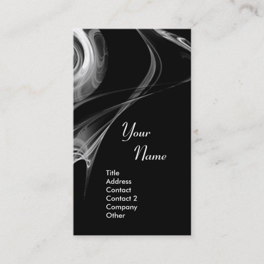 FRACTALバラ3明るい光の白黒グレー 名刺 (正面)