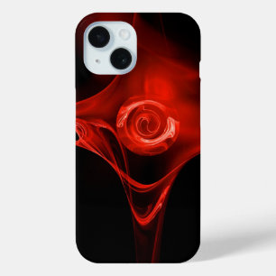 FRACTALバラ、赤黒 iPhone 15ケース