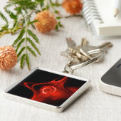 FRACTALバラ、赤 キーホルダー (側面)