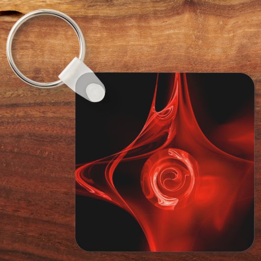 FRACTALバラ、赤 キーホルダー (正面)