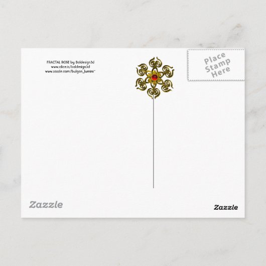 FRACTALバラ、赤 ポストカード (裏面)