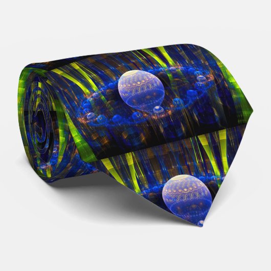 Fractal Art Abstract Spheres Blue Digital Image ネクタイ (ロール)