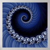 Fractal Blue Spiral Poster ポスター (正面)