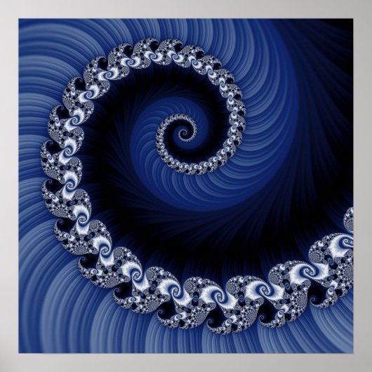 Fractal Blue Spiral Poster ポスター (正面)