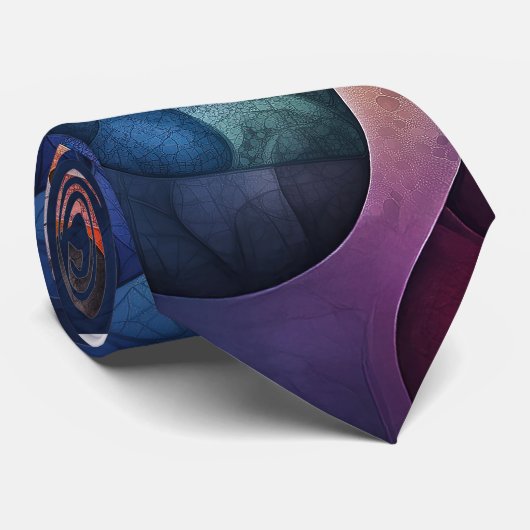 Fractal Blue Violet Orange Pink ネクタイ (ロール)