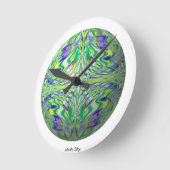 Fractal Cyberpunkクロック – 数学サイケデリックギーク ラウンド壁時計 (傾斜)