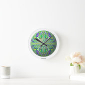 Fractal Cyberpunkクロック – 数学サイケデリックギーク ラウンド壁時計 (ホーム)