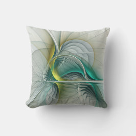 Fractal Evolution, Golden Turquoise Abstract Art アウトドアクッション
