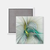 Fractal Evolution, Golden Turquoise Abstract Art マグネット (正面/裏面)