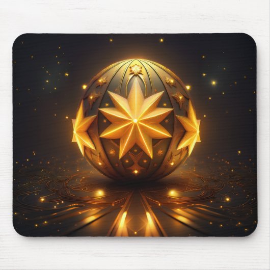 Fractal Fantasy Bronze Sphere Gold Stars  マウスパッド (正面)