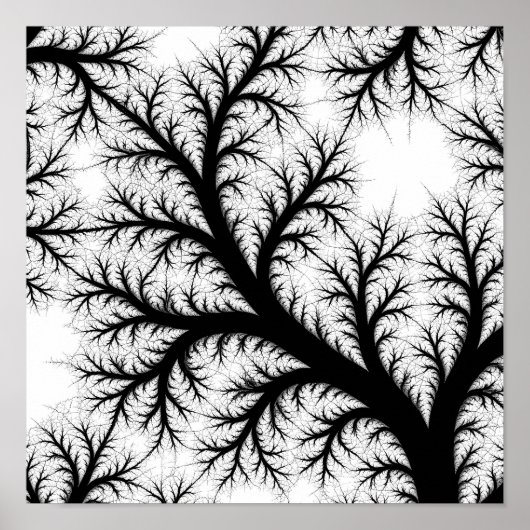 Fractal Filigree Flow Decoupage Template Line Art ポスター (正面)