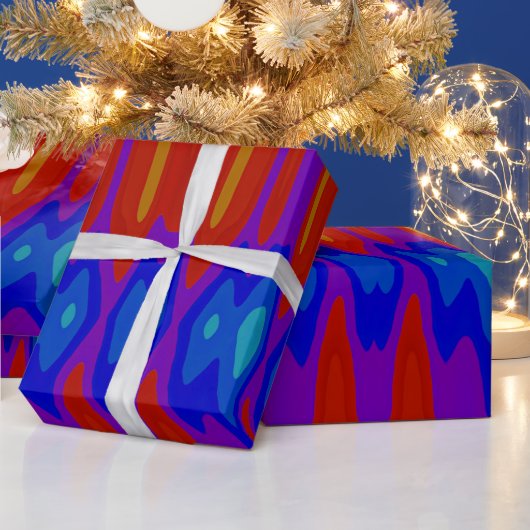 ~ Fractal Pattern Red Blue Orange Shades ~   ラッピングペーパー (クリスマス)