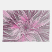 Fractal Pink Flower Dream, Floral Fantasy Pattern キッチンタオル (横)