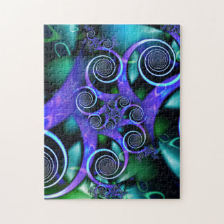 Fractal Spiral Turquoise Purple Pattern ジグソーパズル