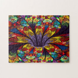 Fractal Stained Glass Bloom Puzzle ジグソーパズル