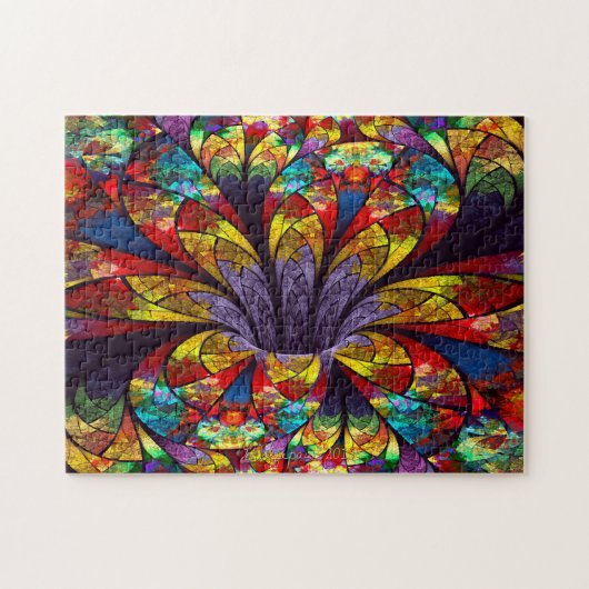 Fractal Stained Glass Bloom Puzzle ジグソーパズル (横)